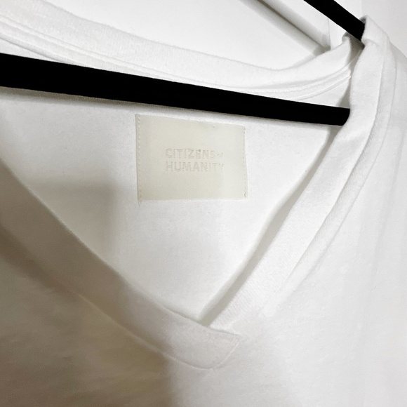 CITIZENS OF HUMANITY ZOSIA PADDED SHOULDER V-NECK TOP T-Shirt Size XL White - Picture 5 of 11